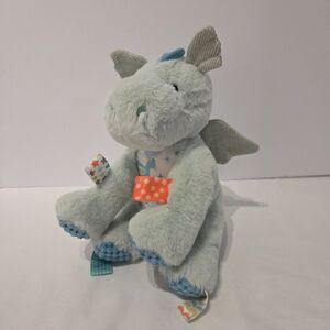 Taggies Drax Dragon Plush Mary Meyer Blue Green Soft Baby Sensory Toy 9"